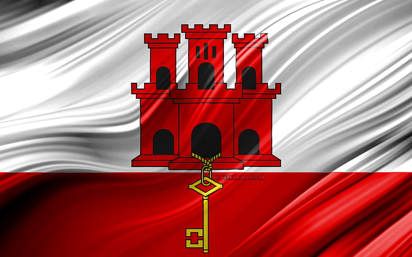 Gibraltar flag, European countries, 3D waves, Flag of Gibraltar, national symbols, Gibraltar 3D flag, art, Europe, Gibraltar for with resolution . High Quality HD wallpaper
