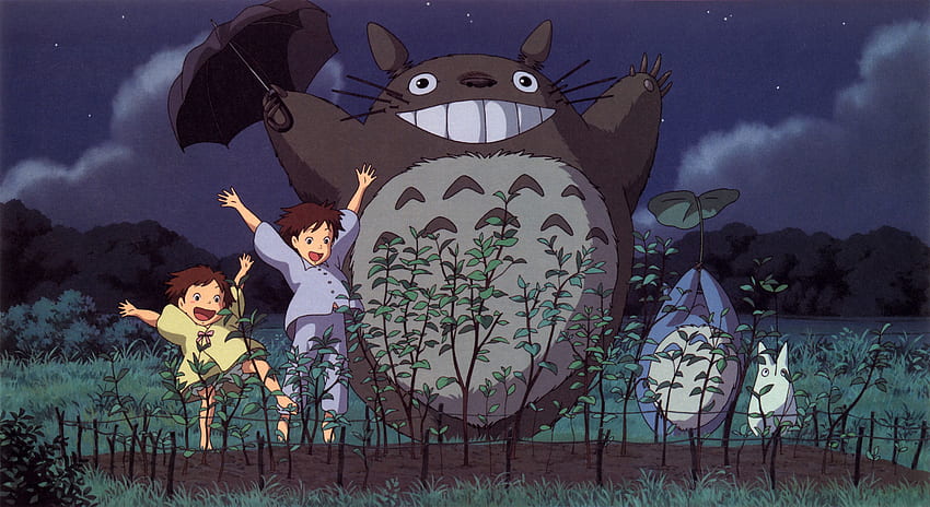 de Mi vecino Totoro. Adorable paisaje de jardín Studio Ghibli fondo de pantalla