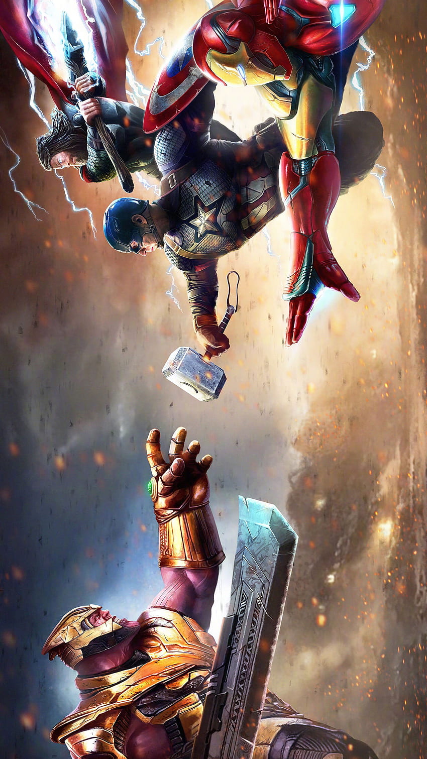 Thanos vs. Iron Man, Captain America, Thor, Avengers Endgame phone , ,  Background, and , Captain and Iron Man HD phone wallpaper | Pxfuel