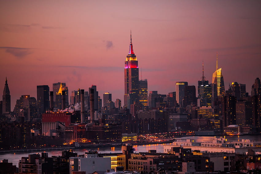 New York Sunset Empire State Building City Cityscape Buildings