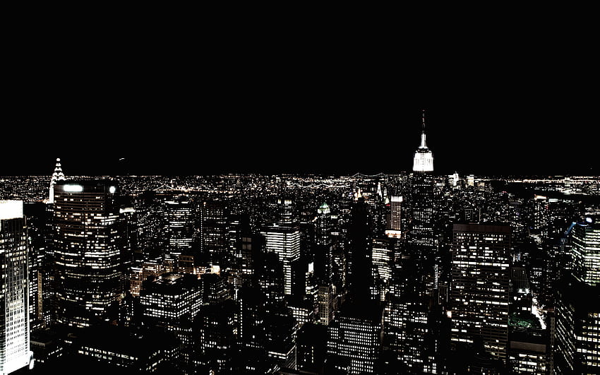 nova york, cidade noturna, arranha-céu, luzes da cidade, horizonte ultra 16:10 fundo, horizonte de nova york papel de parede HD