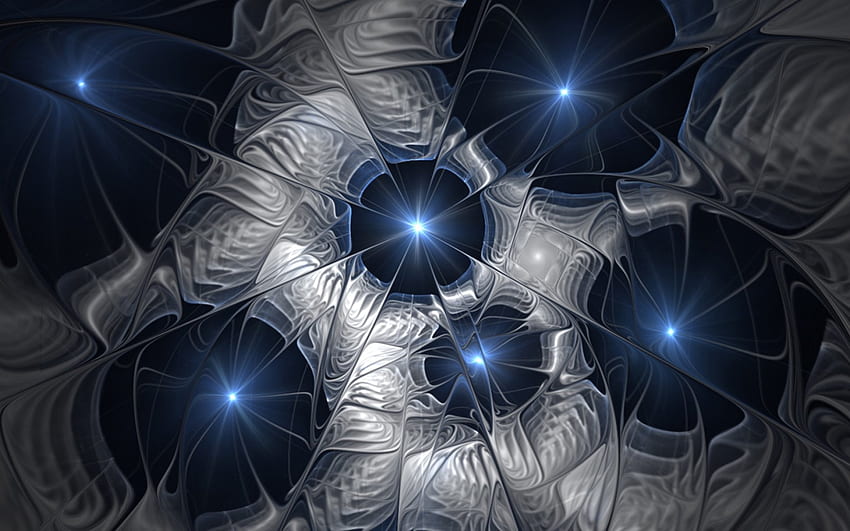 Starry Night, night, abstract, , stars, fractal HD wallpaper