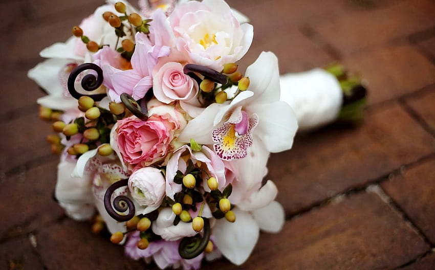 wedding-flowers-bouquet, bouquet, flowers, wedding, colores HD wallpaper