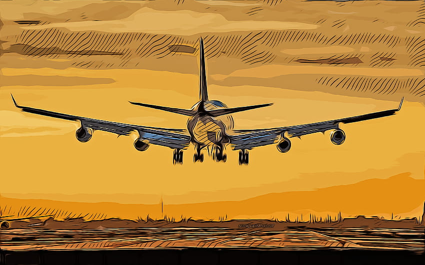 Passagierflugzeug, , Vektorgrafik, Passagierflugzeugzeichnung, kreative Kunst, Passagierflugzeugkunst, Vektorzeichnung, abstraktes Flugzeug, British Airways, Harbour International Airport HD-Hintergrundbild
