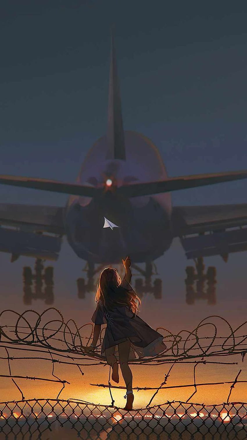 Airplane, sky, aerospace manufacturer, anime HD phone wallpaper
