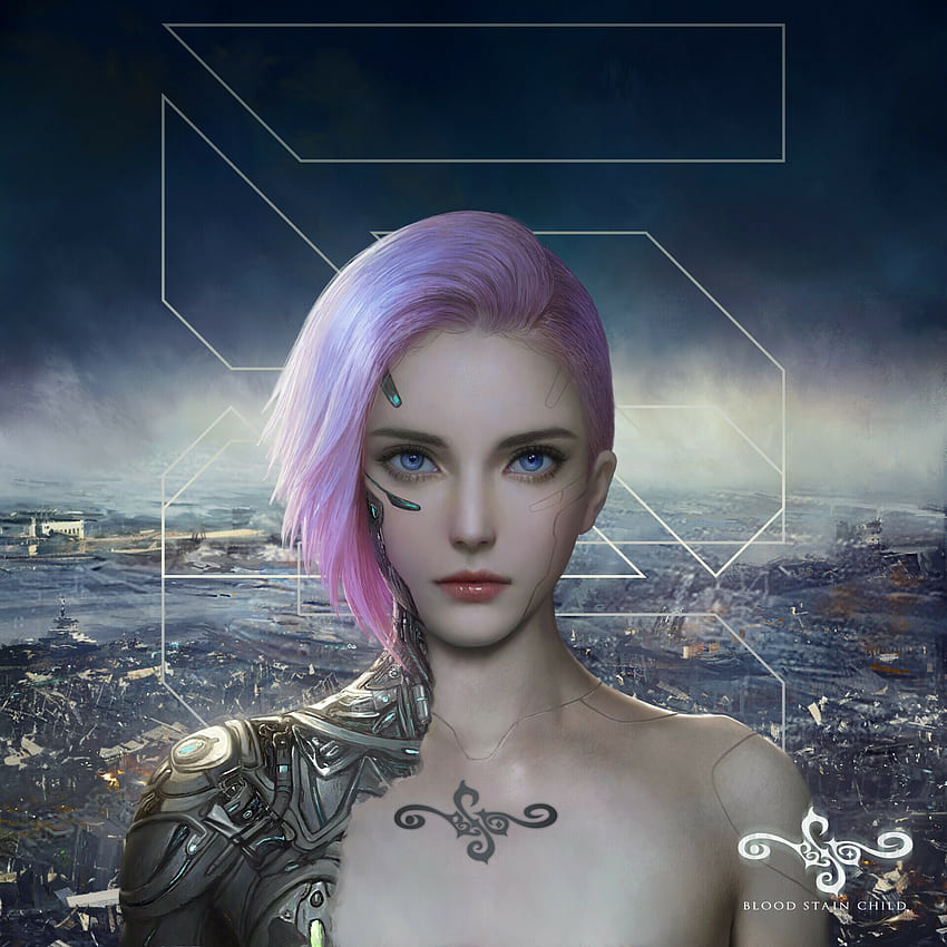 Blue eyes cyborg girl, fantasy, art HD wallpaper