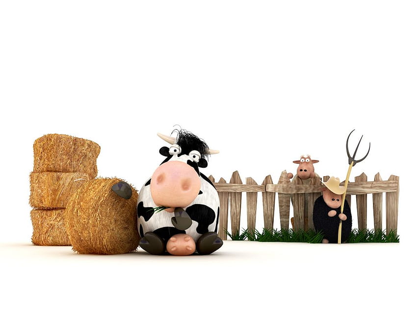Schafzüchter, Bauer, Kuh, Schaf, Zaun HD-Hintergrundbild