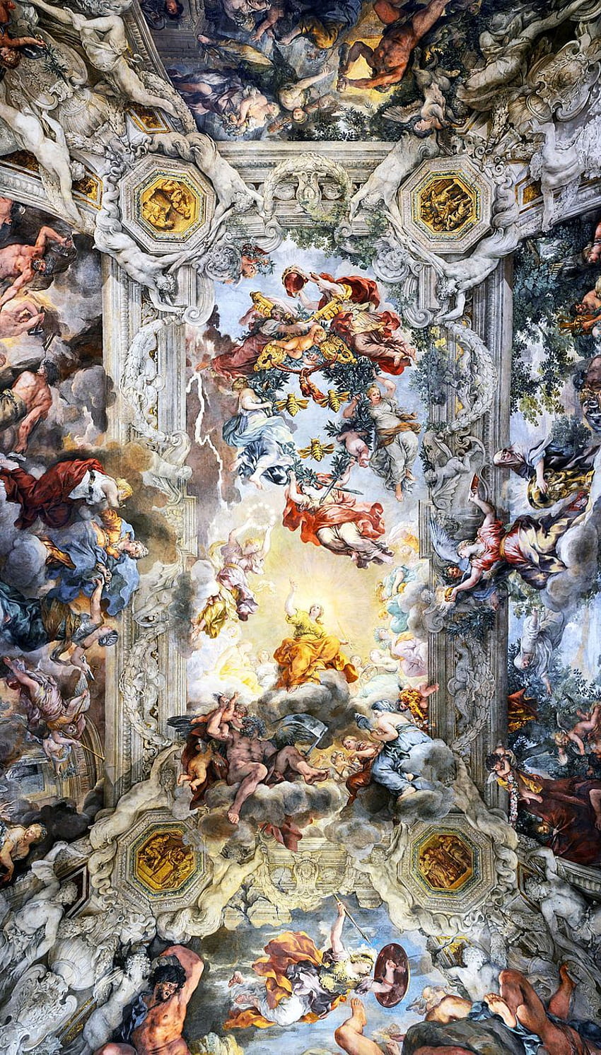 神の摂理の寓意（勝利）、バルベリーニ宮殿、バロック芸術 HD電話の壁紙