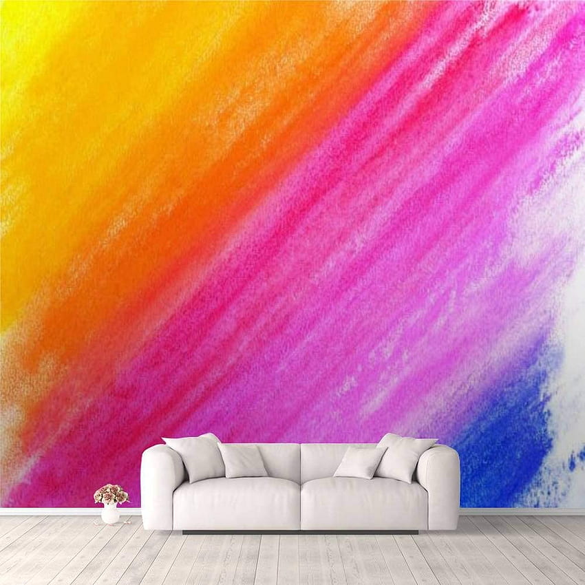 3D Rainbow Diagonal Stripes Pattern Handdrawn Pencil and Water Colour Self Adhesive Bedroom Living Room Dormitory Decor Wall Mural Stick and Peel Background Wall Ceiling Wardrobe Sticker : Tools &, Rainbow 3D HD phone wallpaper