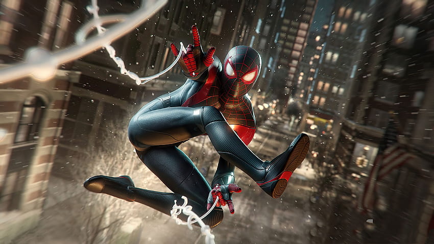 Marvel\'s Spider Man: Miles Morales, PlayStation 5, trò chơi 2020 được mong đợi đến không nói nên lời. Nếu bạn muốn trải nghiệm trò chơi hấp dẫn này, hãy ngắm hình nền độc đáo này để thấy được sự kết hợp tuyệt vời giữa nhân vật Miles Morales và thành phố New York đầy mê hoặc.