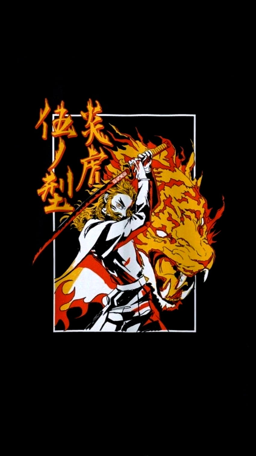 Kyojuro Rengoku, orange, art HD phone wallpaper