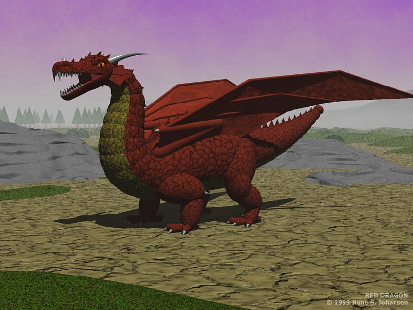 Red Dragon, dragon, cartoon, 3d, red HD wallpaper