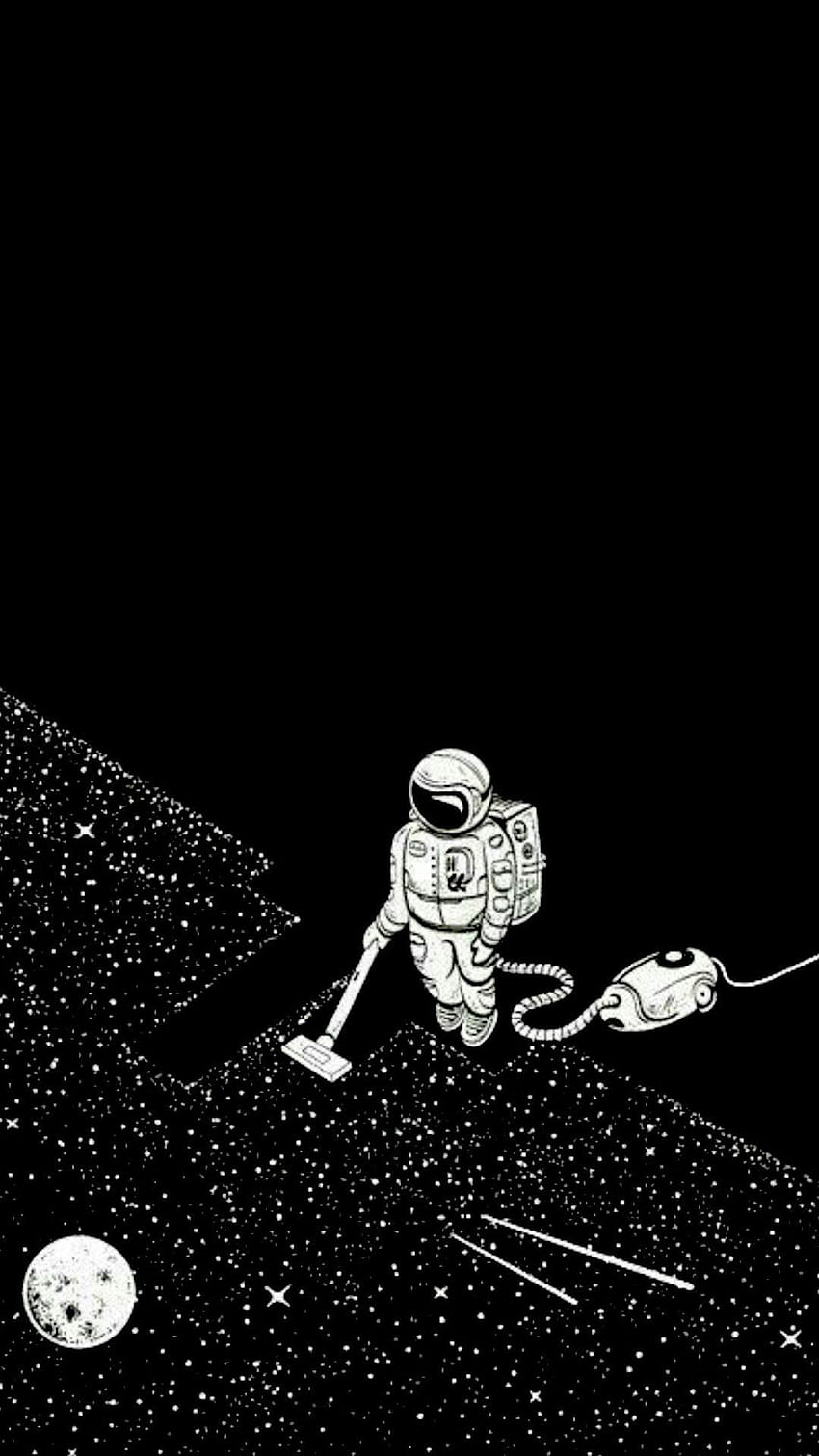 宇宙と宇宙飛行士のイヤン・ソフィアン。 アート, 宇宙, 黒人漫画 HD電話の壁紙