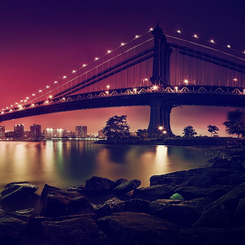 Manhattan Bridge, Suspension bridge, New York City HD phone wallpaper