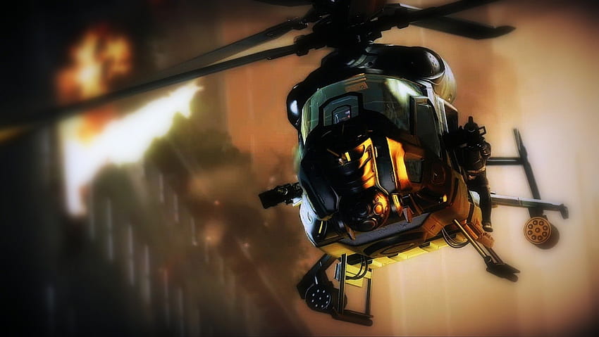 crysis, shooter, helicopter, fire, attack HD wallpaper
