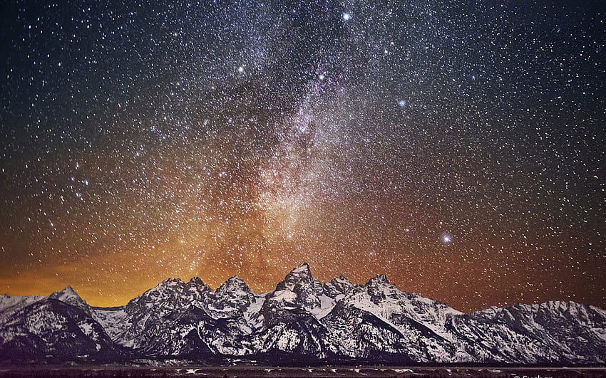 Milky Way Over The Grand Tetons, Milky Way Ocean HD wallpaper