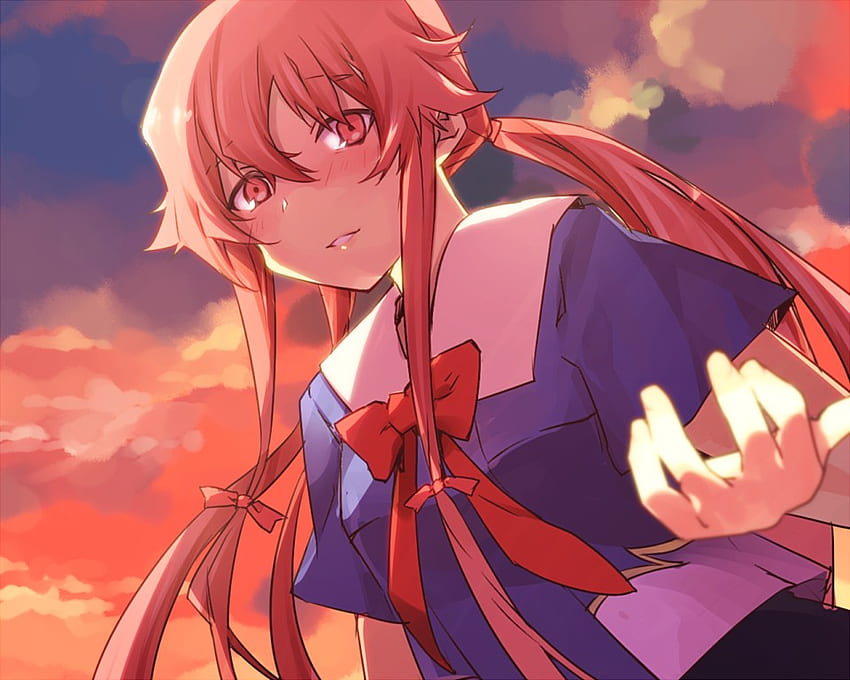 tongues, tongue out, face, pink hair, looking at viewer, fingers, eyes,  anime, yandere, white background, Gasai Yuno, Mirai Nikki, anime girls,  blood, Bleeding Eyes, horror