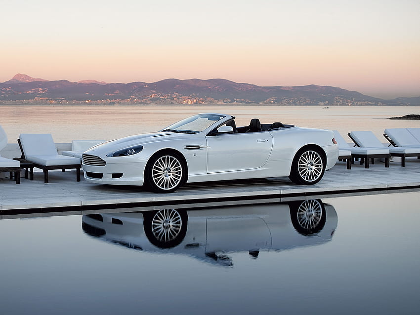 Auto, Nature, Mountains, Sea, Aston Martin, Cars, Reflection, Side View, Style, 2008, Db9 HD wallpaper