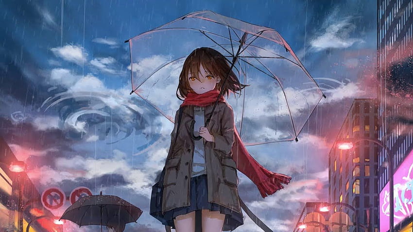 Música relaxante para dormir + sons de chuva - piano tranquilo, lindo anime relaxante papel de parede HD