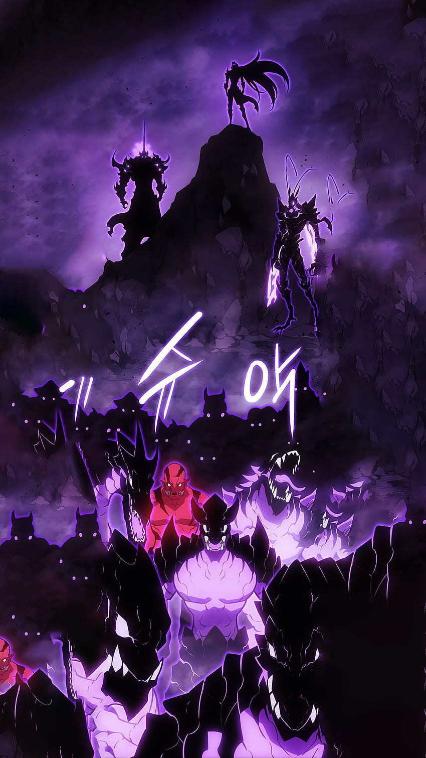 Solo leveling, only i level up, dimensional crack, new shadow army, shadow army, shadow lord, hunter, korean, second battle, manghwa, shadow monarch, sung jinwoo HD phone wallpaper