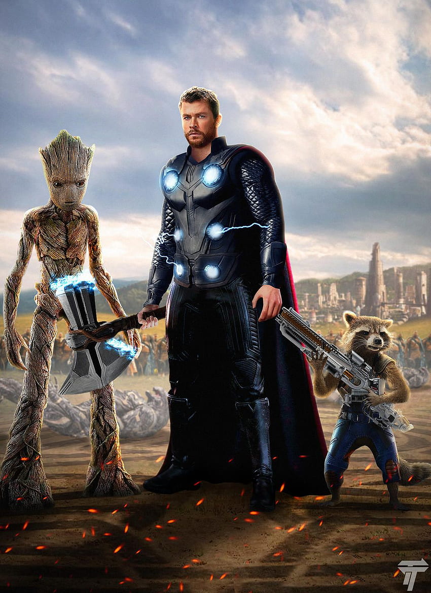 Thor, Cohete Y Groot, Thor Wakanda fondo de pantalla del teléfono