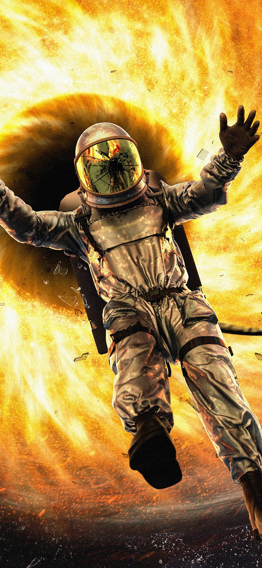 Astronauta spadający w czarną dziurę iPhone XS MAX, artysta, i tło Tapeta na telefon HD