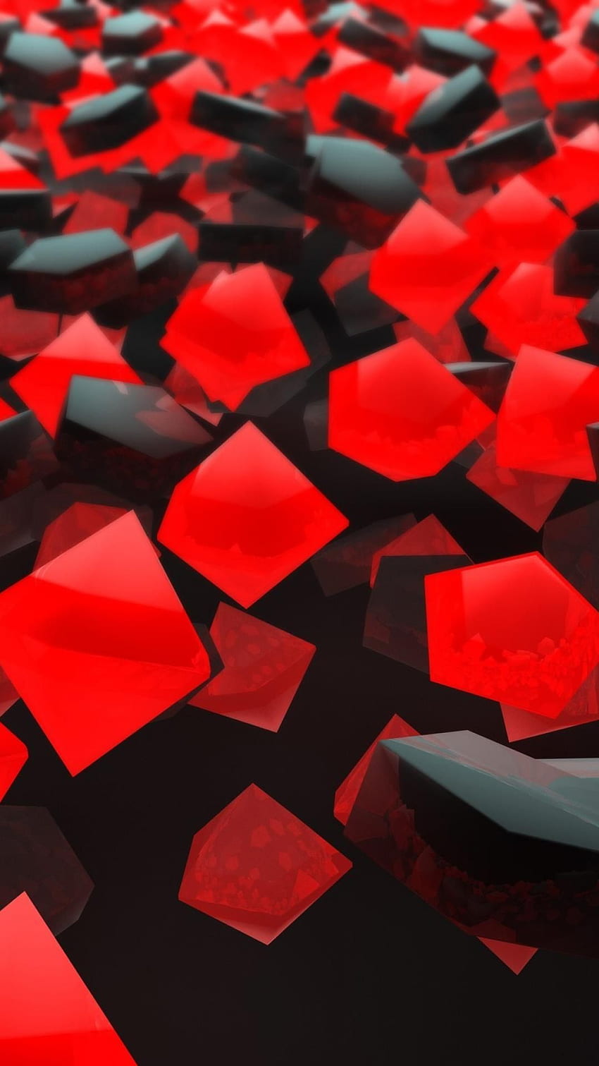 Abstract black red cubes, Hex HD phone wallpaper