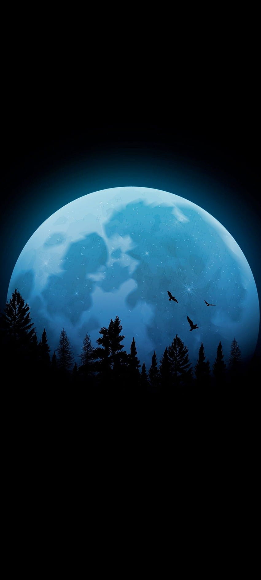 Niebieski księżyc, amolowany, czarny Tapeta na telefon HD
