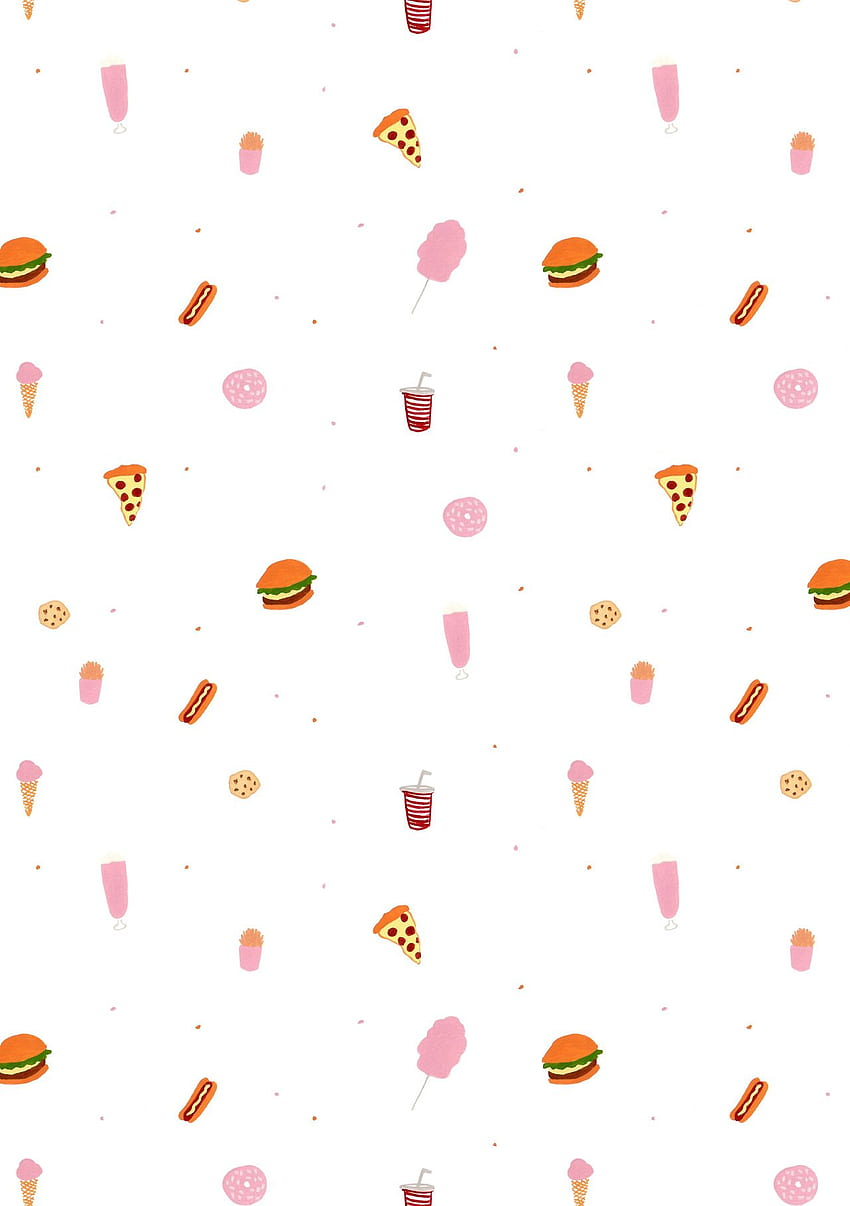 niezdrowe jedzenie / burger / hot dog / lody / wata cukrowa / milkshake / pączek / pizza / frytki / pop / wzór de. Wzór, ilustracja pszczół, jedzenie Tapeta na telefon HD