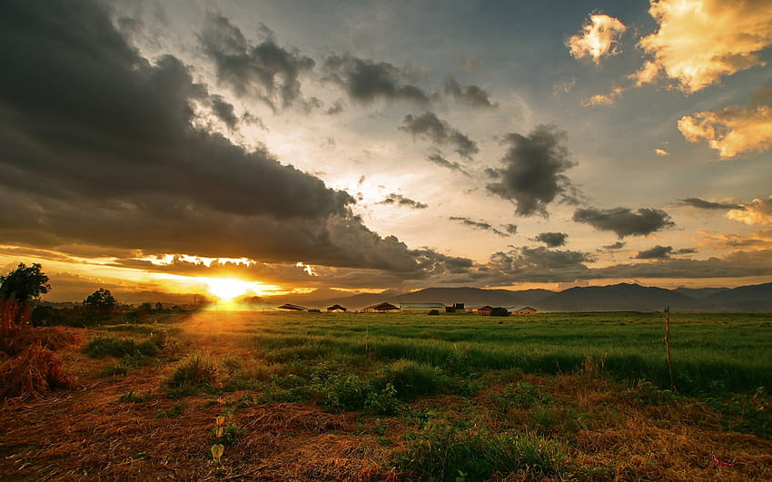 Zachód słońca, niebo, przyroda, chmura Tapeta HD