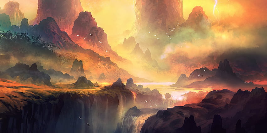 Fantasy Landscape and Background, Mythical Landscape HD wallpaper