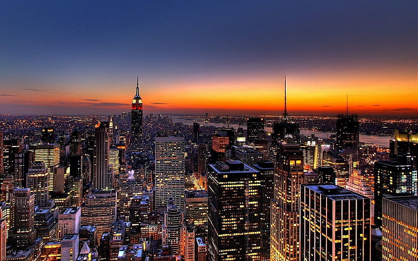 Kota, Kota, Gedung, Pencakar Langit, Sore, New York Wallpaper HD