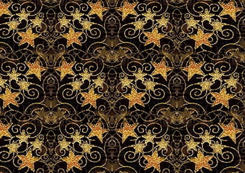 Starry Night, black, shiny, gold stars HD wallpaper
