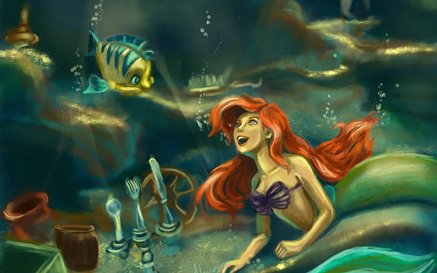 The Little Mermaid Ariel Artwork Cartoon, Ariel Laptop HD wallpaper