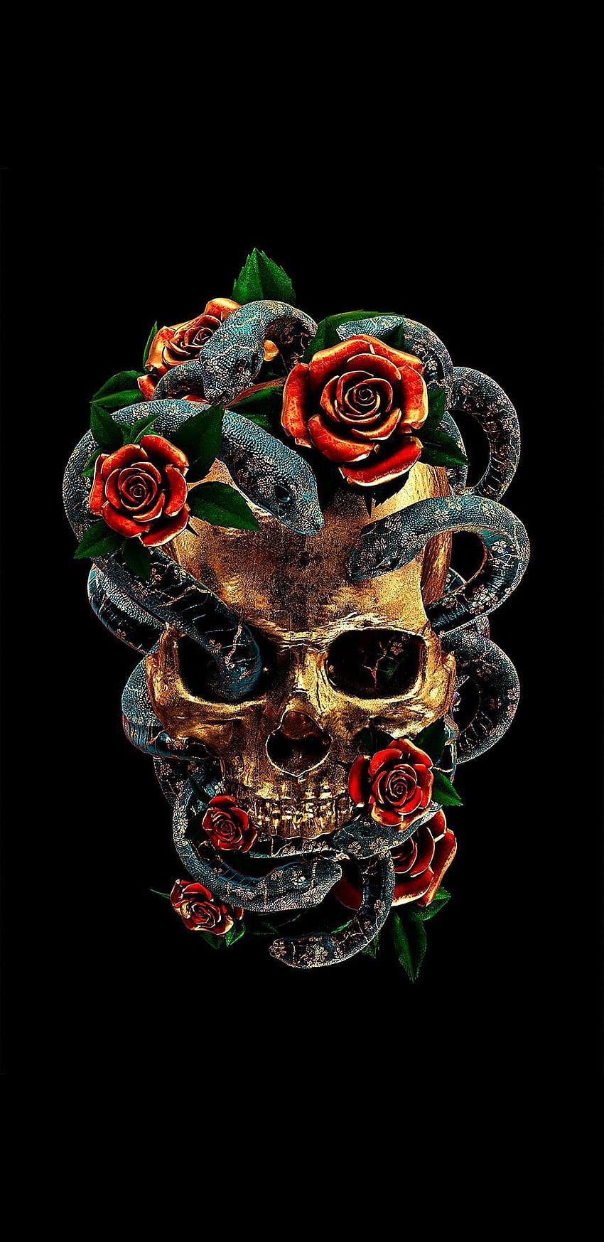 Skull And Snake, Rose Snake HD phone wallpaper