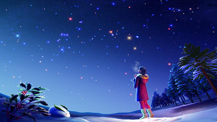 Magischer Nacht-Weihnachtswinter-Himmel-Stern HD-Hintergrundbild