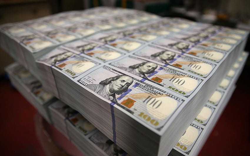 百万ドルがどのように見えるか、ドルの山、アメリカのドル、解像度を持つお金の概念。 高品質 高画質の壁紙