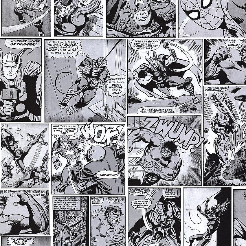 Muriva Marvel Comic Strip Black White HD phone wallpaper
