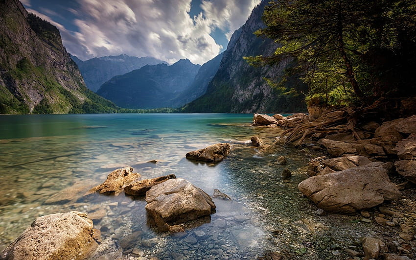 Nature, Landscape, Alps, Summer, Lake, Mountain, Trees, Clouds, Water ...