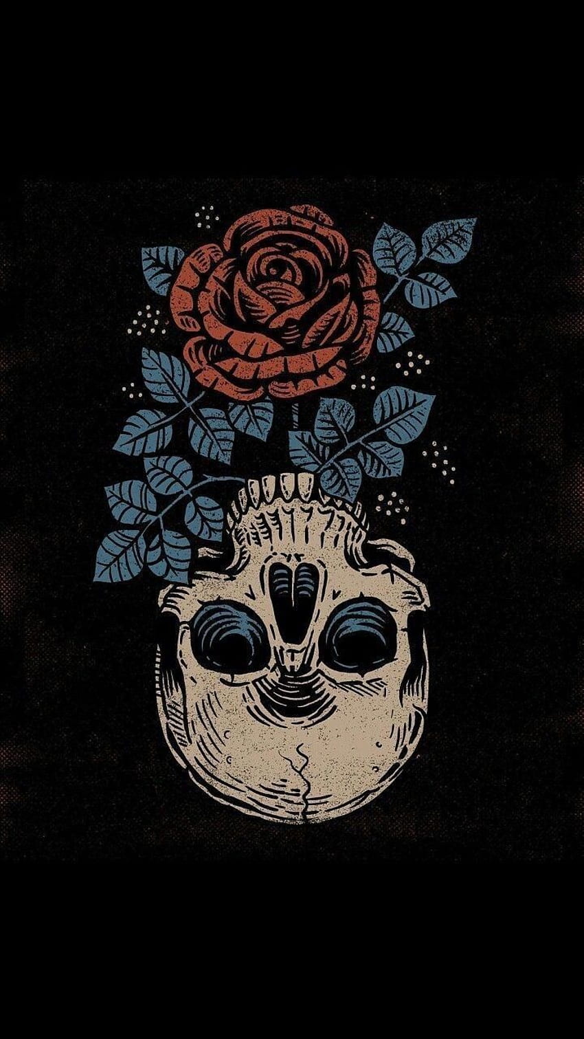 Skull Rose, róże i czaszki Tapeta na telefon HD