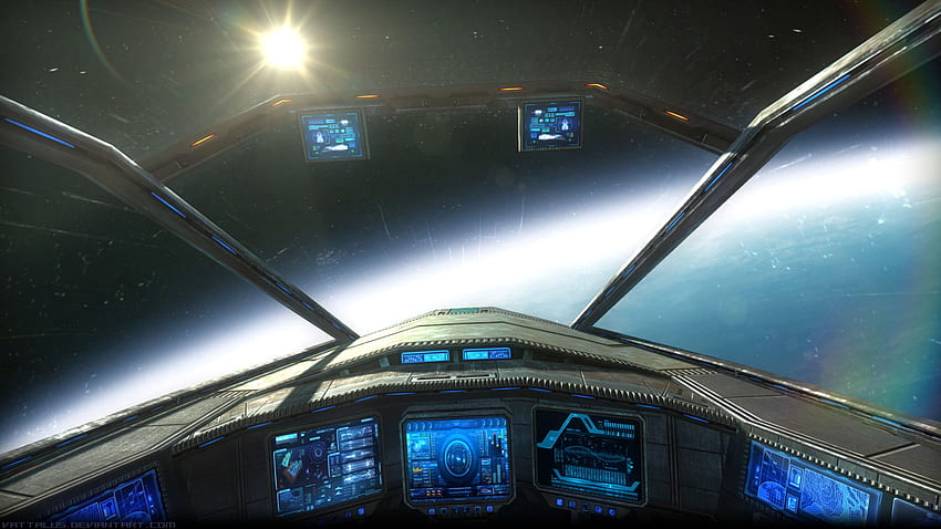 Cockpit de vaisseau spatial, navire de science-fiction Fond d'écran HD