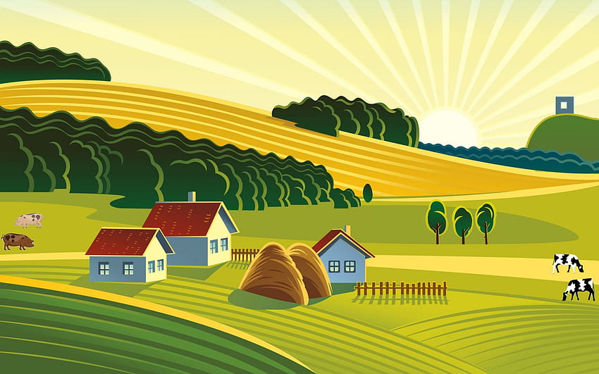 Cartoon Farm HD wallpaper