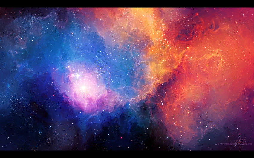 Bintang luar angkasa abstrak karya seni nebula Tyler Young Wallpaper HD