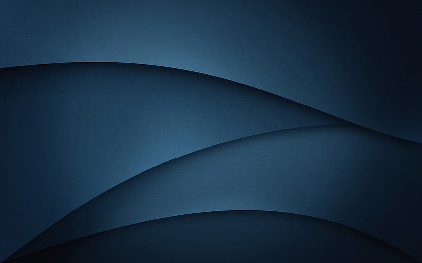 진한 파란색, 그라데이션, 추상, 웨이브 흐름, 미니멀리스트 HD 월페이퍼