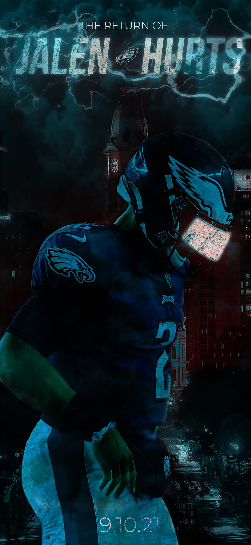 I've embarked on a graphic design challenge to make a phone for every team with a first round selection! (this is the design for day twelve) Next up, the eagles!, Jalen Hurts Eagles HD phone wallpaper