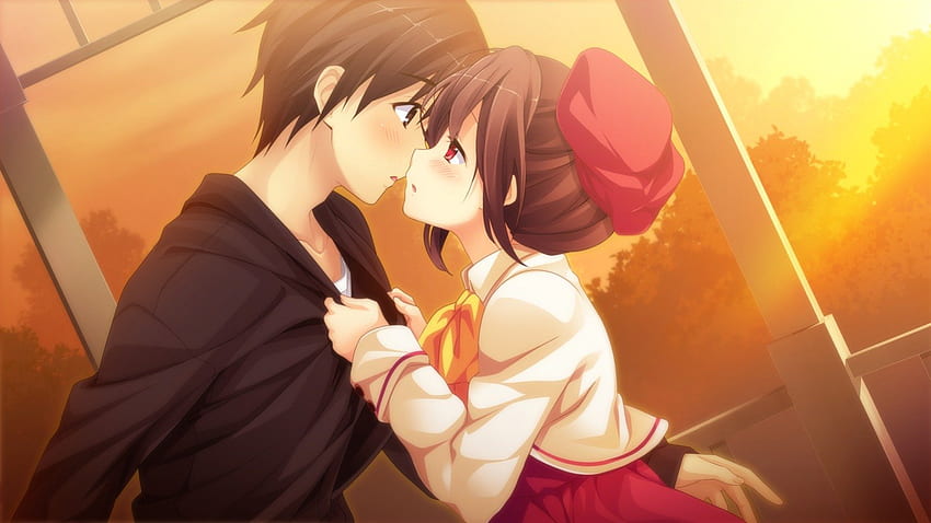 ~Kiss Me~, anime, love, young, couple, cute, kiss, romance HD wallpaper