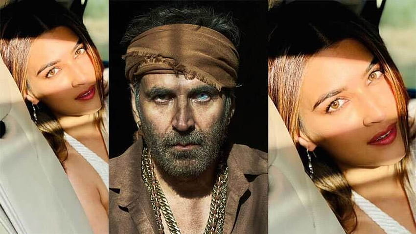 Akshay Kumar cattura Kriti Sanon nel suo personaggio di Bachchan Pandey, i fan sono ammirati dai suoi occhi. Bollywood Sfondo HD