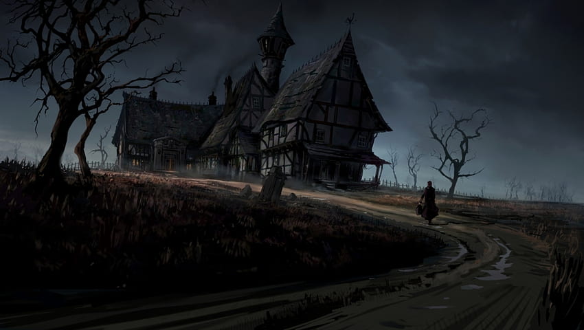 Dark, Haunted, Horror, Gothic, House, Storm, Rain, Art / und Mobile Background, Rain Village HD-Hintergrundbild
