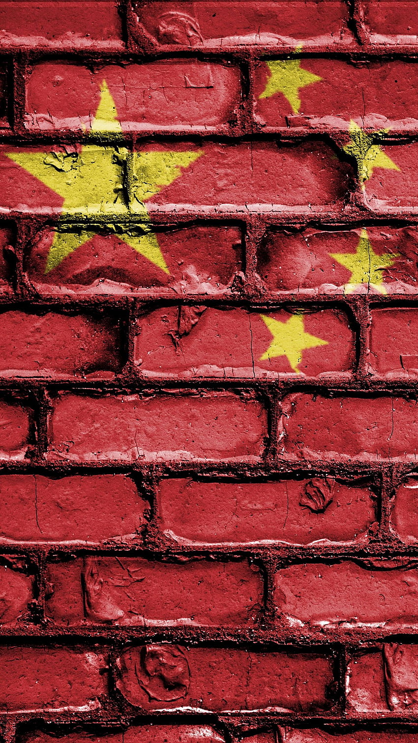 china, flag, paint, wall, texture, Chinese Flag HD phone wallpaper