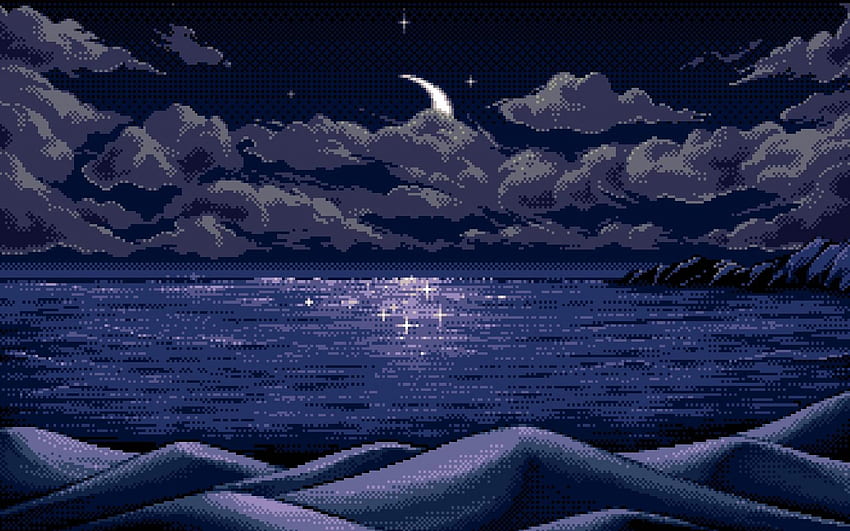 Wolken Nacht Mond Pixelkunst Seen 35182 [] für Ihr Handy, Tablet und Handy. Entdecken Sie Pixel Art. 8 Bit, Pixel, animiertes Pixel, Cloud-Pixel-Art HD-Hintergrundbild